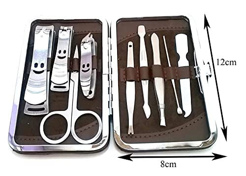MAPPERZ Professional Manicure Kit/Stainless Steel Grooming Set With Leather Case, Personal Care Nail Clipper Kit, with Luxurious Travel Leather Case (9 In 1)