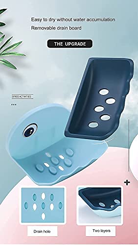MAPPERZ Fish Shape Soap Stands for Bathroom/ Double Layers Plastic Adhesive Waterproof Wall Mounted Bar Soap Dish Holder Rack for Shower Wall, Kitchen, Bathroom (Pack of 4)