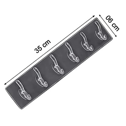 MAPPERZ 6 in 1 Self Adhesive Heavy Duty Wall Hook/ No Drilling for Bathroom Shower Kitchen Installation Hanging, Waterproof Transparent Hook