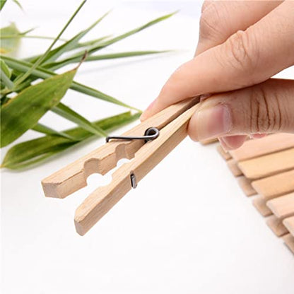 MAPPERZ Bamboo Cloth Clip Wooden Clips for Cloths Art Craft (Pack of 20)