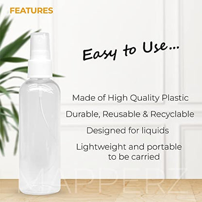 MAPPERZ 1 Cylindrical Shape Bottle Durable Refillable Containers With 1 Pump Bottles Dispenser, 1 Spray Atomizer And Root Comb Applicator, For Perfume, Liquids, Shampoo, Body Soap, Lotion, Cream