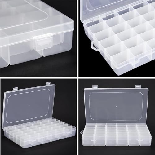 MAPPERZ Clear Transparent Plastic Organizer Box with Adjustable Compartment Dividers Jewlery Storage Rock Collection Box for Fishing Tackles Washi Tapes Multipurpose Plastic Storage Box