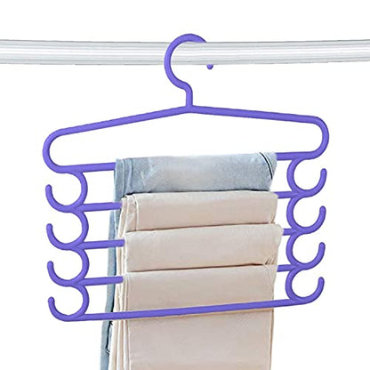 MAPPERZ 5 Layer Heavy Duty Multipurpose Hanger with Extra Side Hooks for Dupatta/Tie Cloth Rack Multilayer Storage Scarf Tie Rack Hanger (Multicolor)