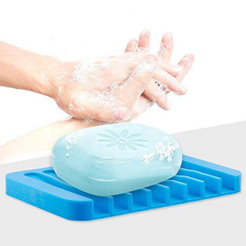 MAPPERZ Silicone Soap Dish Tray Saver Holder Drainer Shower Waterfall for Bathroom/Kitchen/Counter Top