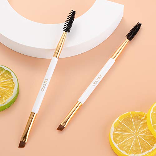 Duo Eyebrow Brush, Professional Tool, Angled Eye Brow Brush and Spoolie Brush