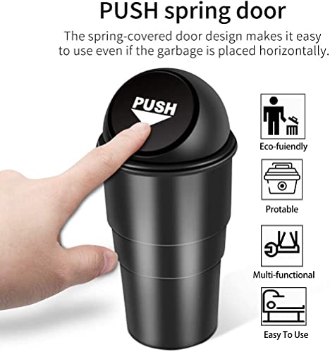 MAPPERZ Mini Trash Bin Car Trash Garbage Can for Car Office Home/Car Mini Trash Plastic Ash Bin - Black (Pack of 1)