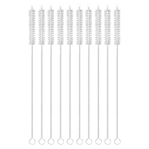 MAPPERZ Long Straw Cleaning Brush Stainless Steel Nylon Thin Pipes Drinking Straw Washing Cleaning Brushes / Straw Brushes with Tiny Bristles, for Tumbler, Sippy Cup, Bottle and Tube, Pack of 10