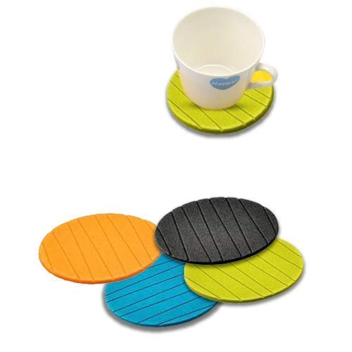 MAPPERZ Non Slip Round Shape Silicon Coasters for Tea Coffee Cups Mugs Beer Cans Bar Glass - Multicolor