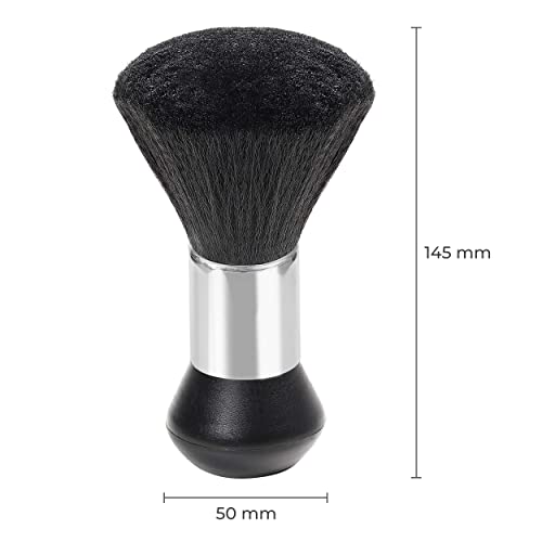 MAPPERZ Professional Hairdressing Stylist Barbers Salon Large Soft Hairbrush Hair Cutting Neck Face Duster Brush with Plastic Handle Grip for Brushing Off Hair - Black