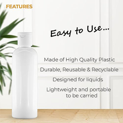 MAPPERZ 1 Cylindrical Shape Bottle Durable Refillable Containers With 1 Pump Bottles Dispenser, 1 Filp Top Cap And Root Comb Applicator, Liquids, Shampoo, Body Soap, Toner, Lotion, Cream, White