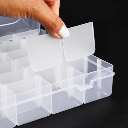 MAPPERZ Clear Transparent Plastic Organizer Box with Adjustable Compartment Dividers Jewlery Storage Rock Collection Box for Fishing Tackles Washi Tapes Multipurpose Plastic Storage Box