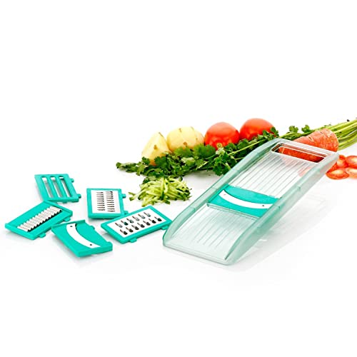 MAPPERZ Slicer for Kitchen 6 in 1 Vegetable Slicer Multi Blade Removable Slicer Vegetable Cutter Foldable Food Cheese Potato Slicer Spiralizer Julienne Shredder Handheld Kitchen Gadget, Pack of 1
