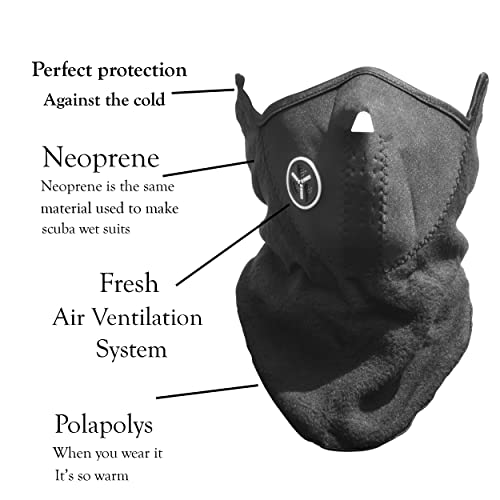 MAPPERZ Headwear Windproof Winter Face Mask, Ski Snowboarding Motorcycling Comfortable Neck Gaiter, Cold Weather Half Balaclava, Outdoor Sport Highly Breathable Tactical Neck Warmer, Unisex, Pack of 1