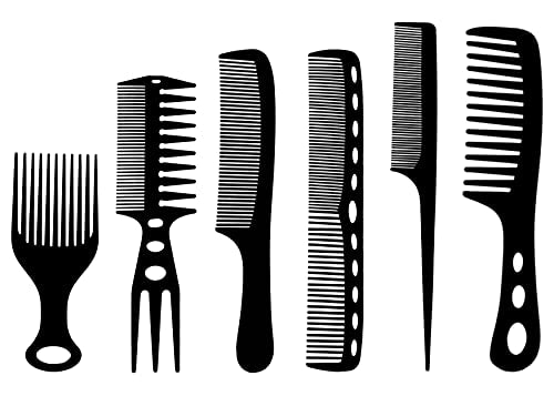 MAPPERZ Professional Multipurpose Hair Comb Set of 6 Pcs, Hairbrush Salon Styling Tools for Hair Cutting and Styling Barber Comb Kit for Men and Women Wet, Dry, Curly and Straight Hair, Black Color