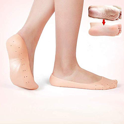 MAPPERZ Anti Crack Full Length Silicone Foot Protector Moisturizing Socks for Foot-Care and Heel Cracks, anti crack heel socks, heel pad for heel pain, socks for cracked feet for Full Heel - Pack of 1 Pair