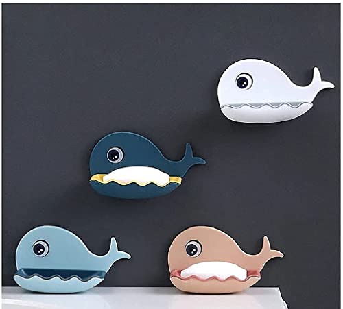 MAPPERZ Fish Shape Soap Stands for Bathroom/Double Layers Plastic Adhesive Waterproof Wall Mounted Bar Soap Dish Holder Rack for Shower Wall, Kitchen, Bathroom Pack of 2