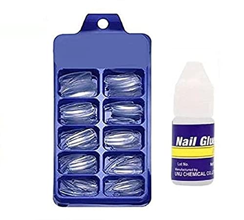 MAPPERZ Fake Nails With Glue Kit/ Artificial Nails Set Acrylic Fake with File Tool/ Women Professional Artificial 100 False Nail