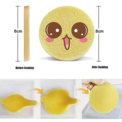 Mapperz Facial Cleaning Wash Puff Sponge Stick Face Cleansing Pad Sponge For Face Cleaning - Pack of 12, Multicolor