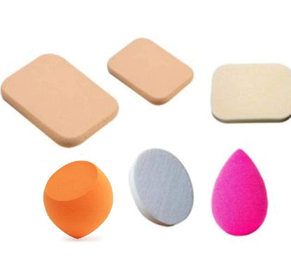 MAPPERZ 6 in 1 Make Up Sponge Face Sponges Cotton Pad For Cleaning Face Makeup Blender Powder Buff Puff Sponge Foundation Puff - (Set of 6, Multicolor)