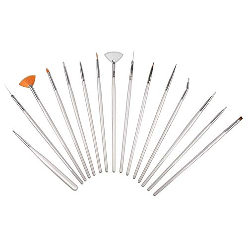 Mapperz Nail Painting Brushes/Drawing Pen/Nail Art Design Painting Tool Pen Polish Nail Brush | Acrylic Nail Art Design Painting Tool Pen Polish White Nail Brush Set-15 (pack of 1)
