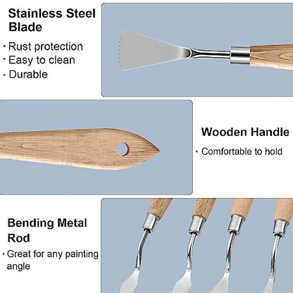 MAPPERZ Stainless Steel Artists Palette Knife Spatula Painting Mixing Scraper Thin and Flexible Art Tools for Oil Painting Acrylic Mixing, Canvas, Cake Icing, Face Painting Knife No. J-6,7 Pack of 02