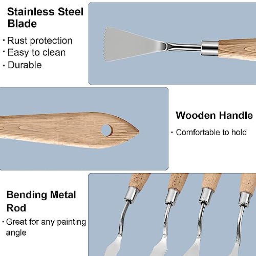 MAPPERZ Stainless Steel Artists Palette Knife Spatula Painting Mixing Scraper Thin and Flexible Art Tools for Oil Painting Acrylic Mixing, Canvas, Cake Icing, Face Painting Knife No. J-5,6 Pack of 02