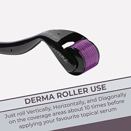 MAPPERZ derma roller 0.5mm for hair regrowth | needle roller for hair growth with 540 Titanium micro needles for Scalp, Face and Beard | Treats Acne, Scar, Skin Ageing, Stretchmarks | for men/women