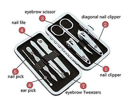 Mapperz manicure kit | pedicure kit | 7 in 1 Manicure set Professional Stainless Steel Nail Clipper Kit Finger Plier Nails art Pedicure Toe Nail Tools Set-Specially Design for Kids - Multicolor