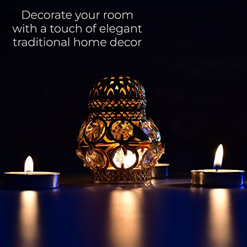 MAPPERZ Golden Metal Hanging Jhoomer Lantern Light, Small Antique LED String Series Fairy Lamp for Home, Balcony, Bedroom, Diwali, Festival Decoration Indian, 200Cm Length, in-Outdoor, PC-1
