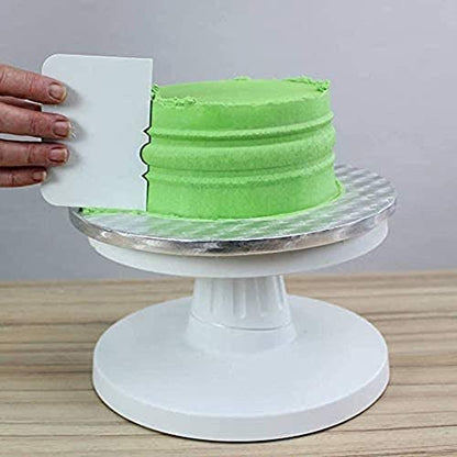MAPPERZ Dough Bench Scraper Cake Cutter/Chopper/Smoother Icing Fondant Cake Decorating Pastry Baking Tool - Pack of 4 (White)