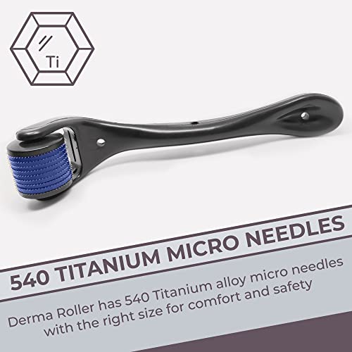 MAPPERZ derma roller 0.5mm for hair regrowth | needle roller for hair growth with 540 Titanium micro needles for Scalp, Face and Beard | Treats Acne, Scar, Skin Ageing, Stretchmarks for men/women-PC1