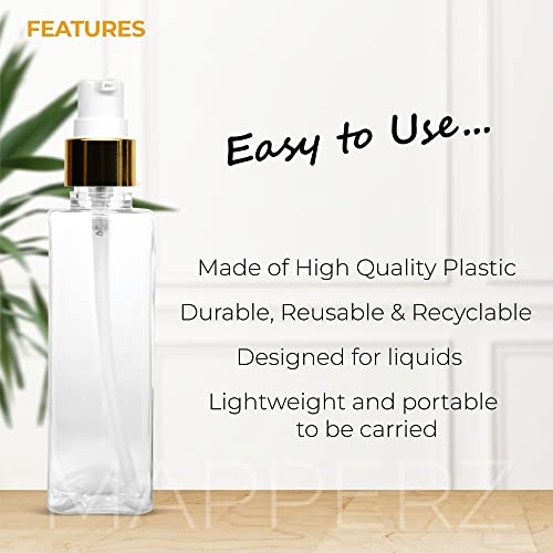 MAPPERZ 1 Rectangular Shape Bottle Durable Refillable Containers With 1 Pump Bottles Dispenser 1 Spray Atomizer And Root Comb Applicator For Liquids Perfume Shampoo Soap Lotion Cream.
