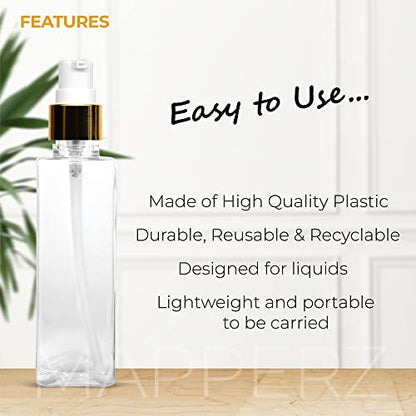 MAPPERZ 1 Rectangular Shape Bottle Durable Refillable Containers With 1 Pump Bottles Dispenser, 1 Spray Atomizer And 1 Filp Top Cap, For Perfume, Liquids, Shampoo, Body Soap, Lotion, Cream