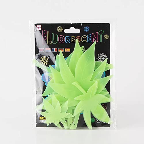 MAPPERZ Luminous Fluorescent Glowing Night Sky Wall Leaf Shape Sticker Radium Glow, Green Color, Pack of 10