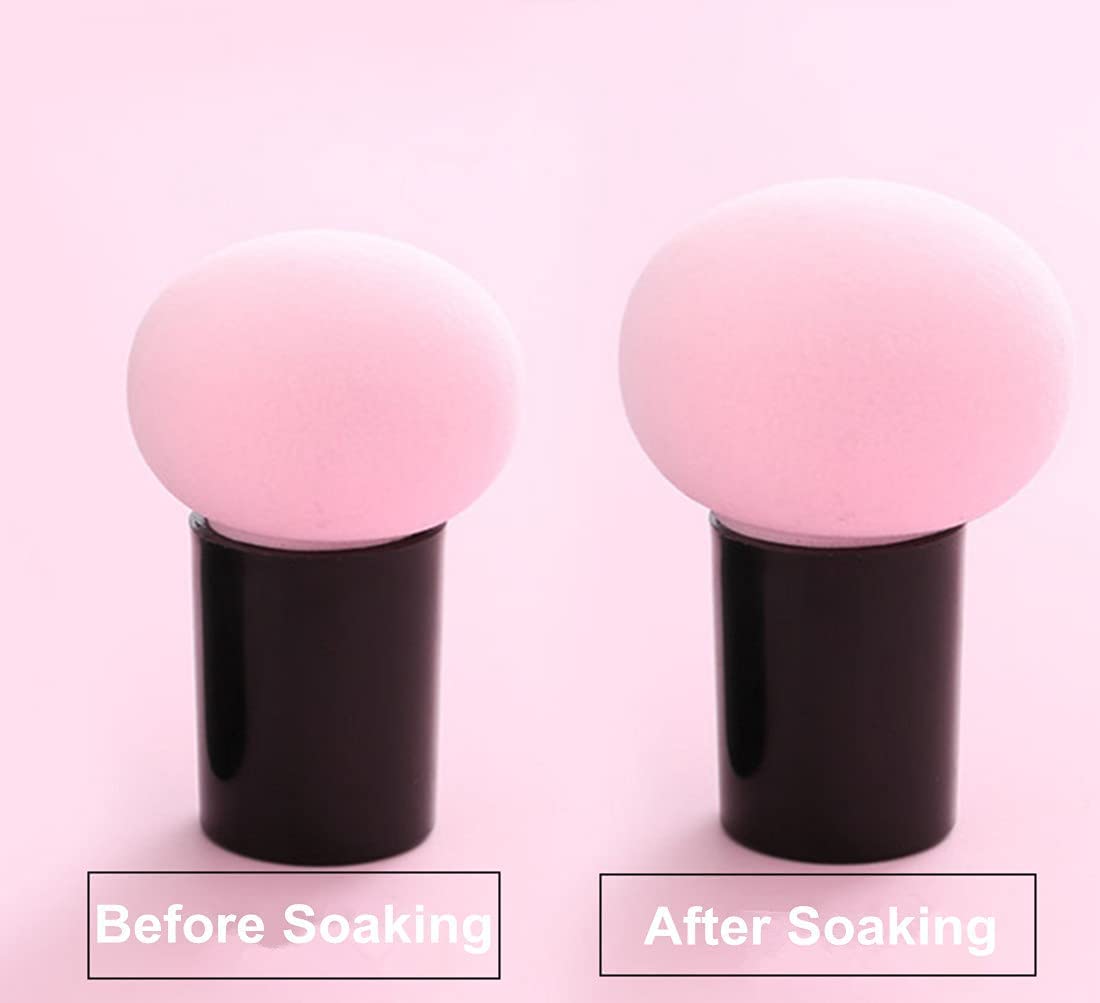MAPPERZ Pack Of 1 Powder Puff Cosmetic Sponges Mushroom Makeup Brushes Blender Sponge Face Brush Makeup Puff with Handle (Multi Colour)