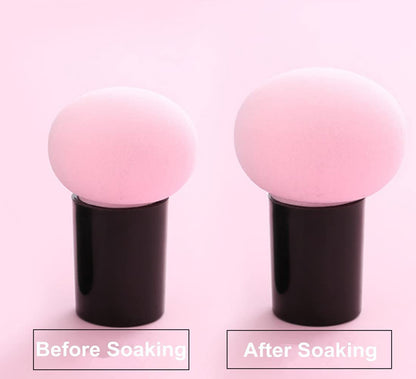 MAPPERZ Pack Of 1 Powder Puff Cosmetic Sponges Mushroom Makeup Brushes Blender Sponge Face Brush Makeup Puff with Handle (Multi Colour)
