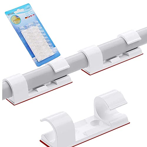 MAPPERZ 20 Pieces Self Adhesive White Cable Clips/Wire Manage Holder Sticky Mount/Round Plastic Cable Cord Management Clips for TV, Home, Office, Wall, Cubicle, Desk, Car