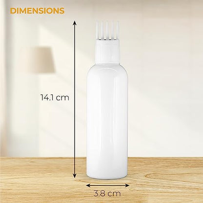 MAPPERZ Root Comb Applicator Empty Cylindrical Bottle, Ounce Applicator Bottle for Hair Oil Shampoo Medicine & Dye Bottle Applicator Brush Bottle, Hair Root Comb White Applicator, White, 1PC