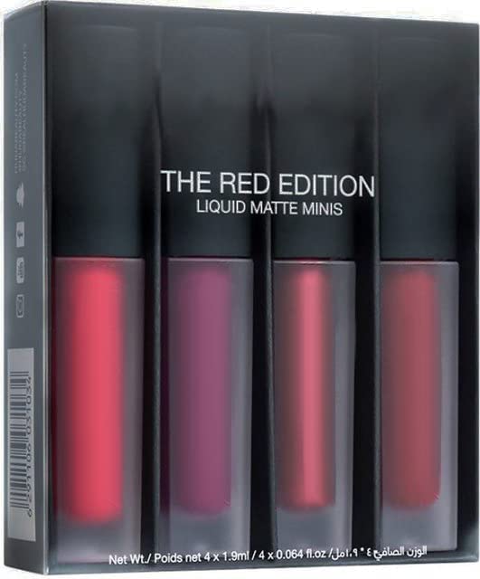 MAPPERZ Professional Makeup Liquid Matte Minis Lipstick Red Edition, Pack of 4 (Multicolor)