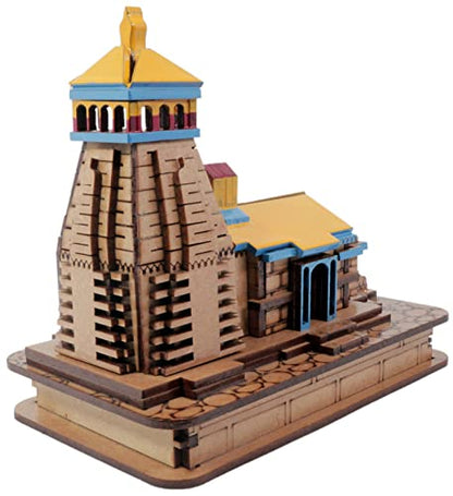 MAPPERZ Kedarnath Temple Wooden Souvenir Decorative Showpiece Car Deshboard MDF Pine Wood Beautiful Kedarnath ji Hand Crafted Wooden Kedarnath Dham (Multicolor, Set of 1)