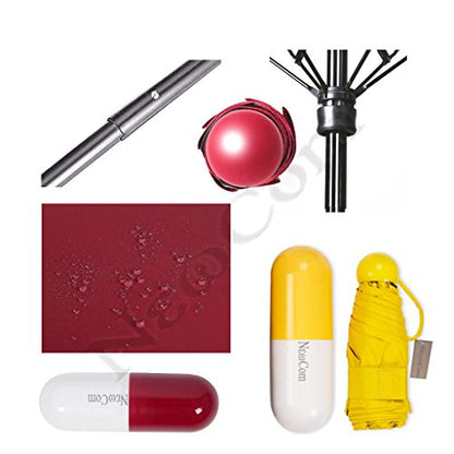 MAPPERZ Ultra Lights Mini Foldable Travel Umbrella with Compact Capsule Case, for Sun & Rain with UV Protection, Strong, Durable, Fun Gift, for Women-Men or Kids, Random Color, 1Pc
