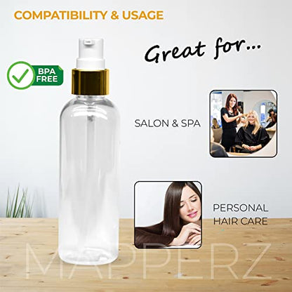 MAPPERZ 1 Cylindrical Shape Bottle Durable Refillable Containers With 1 Pump Bottles Dispenser, 1 Spray Atomizer And Root Comb Applicator, For Perfume, Liquids, Shampoo, Body Soap, Lotion, Cream