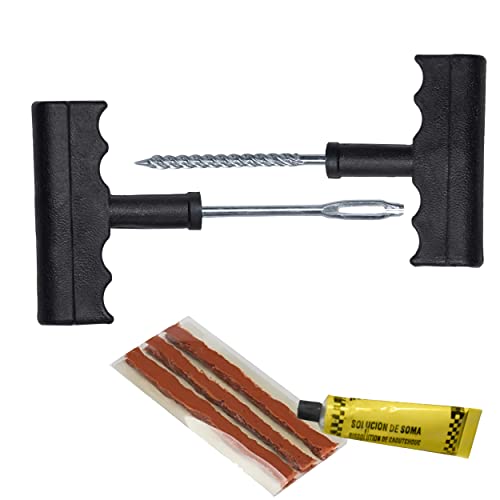 MAPPERZ Heavy Duty Emergency Tire Repair Kit 6 Pcs for Car, Motorcycle, ATV, RV, SUV, Jeep, Autos, Truck, Tractor Universal Flat Tire Puncture Repair Plug Kit, Standard Size