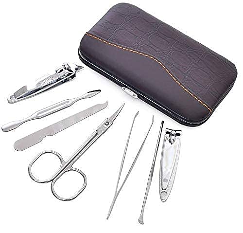 MAPPERZ Professional Manicure Kit/Stainless Steel Grooming Set With Leather Case (7 In 1)