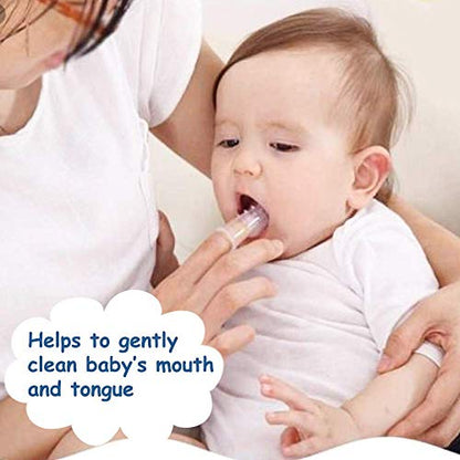 MAPPERZ Silicone Baby Finger ToothBrush with case/ Massaging/ Easy Cleaning/ Soothing Gums, Oral Hygiene - Transparent