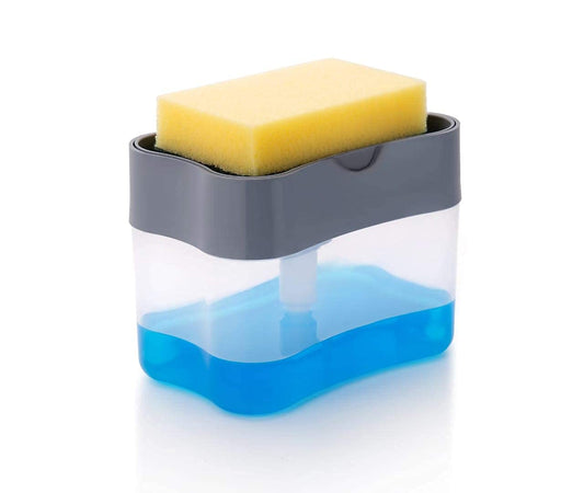MAPPERZ 2 in 1 Soap Dispenser for Kitchen/ Dishwasher Liquid Holder/ Liquid Dispenser Through Pump with Sponge - 400ML