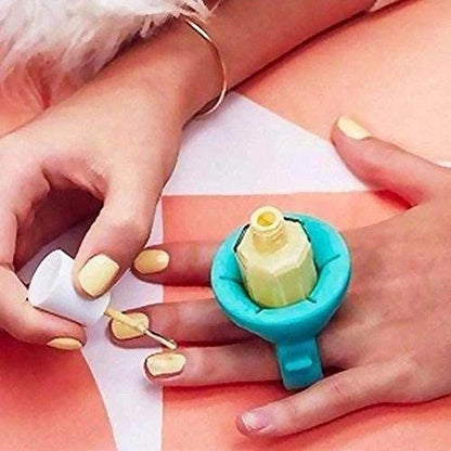 MAPPERZ Flexible Silicone Finger Ring Varnish Wearable Nail Polish Holder Art Tips Display Stand Tool (Set Of 1)