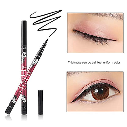 Mapperz 36H Precision Liquid Waterproof Lash Eyeliner Pencil/ Eye Liner, Water Resistant, Long-Lasting (Black) (Pack Of 2) Matte Finish