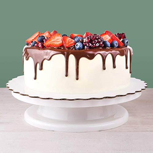 MAPPERZ 11 Inch Rotating Cake Turntable, Non-Slip Revolving Stand, Turns Smoothly, Sculpting Wheel, Baking Cake Cookies Cupcake Paint Spray, Displaying Decorating, With 4 Scrapper, Random Color, Pc-1