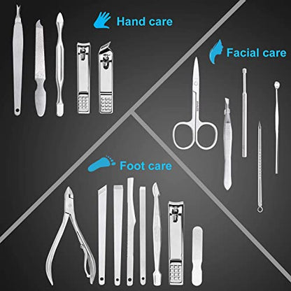 MAPPERZ Manicure Kit/Professional Stainless Steel Grooming Set With Leather Case
